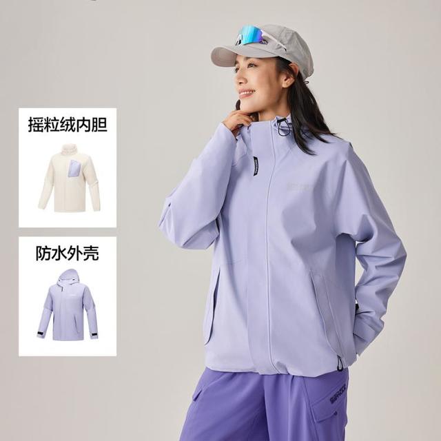 斯凯奇 秋季三合一可拆卸冲锋衣男抓绒登山服冲锋衣女