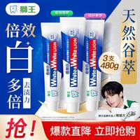 狮王 倍效白极地牙膏组合装 薄荷+果萃 3支 共480g 赠40g*1