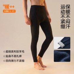 松山棉店 小暖羊松山棉店男士保暖打底裤羊毛裤秋冬款加绒加厚线裤棉裤秋裤