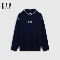 Gap 男女装2026秋新品镶边贝壳绣宽松连帽加绒卫衣