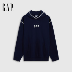 Gap 男女装2026秋新品镶边贝壳绣宽松连帽加绒卫衣
