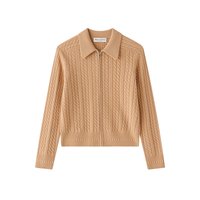 Marc O'Polo 100%羊毛翻领绞花长袖开衫女士针织衫