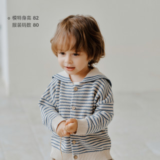 88VIP：OAK FAMILY 儿童秋季毛衣上衣纯棉海军领长袖针织开衫