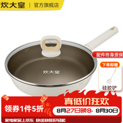 炊大皇 平底锅聚油煎锅健康含钛不凸底炒菜锅轻油烟电磁炉明火燃气可用  钛白聚油煎锅 20cm