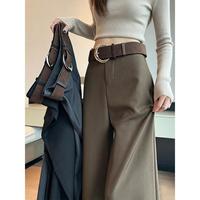町缇 美拉德咖色西装裤女2026秋季新款高腰垂感阔腿裤通勤休闲长裤