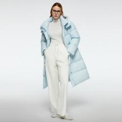 Laurel 德国轻奢劳芮简约通勤浅蓝保暖长款面包羽绒服女