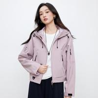 茵曼 美式轻户外防风登山服26年秋季休闲百搭宽松连帽工装夹克外套女