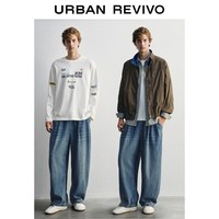 URBAN REVIVO UMF860067 水洗松紧腰弯刀牛仔裤 蓝色 29