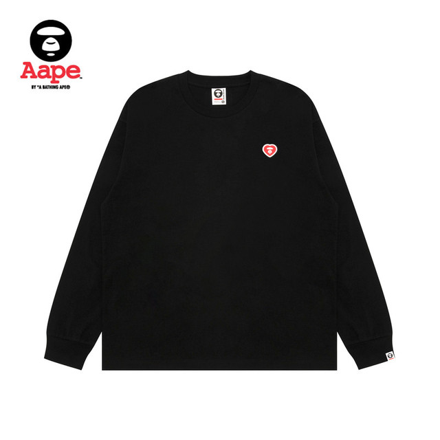 Aape 【心型猿人徽章】舒适棉质长袖T恤1815XXQ