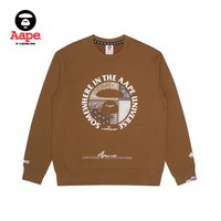 Aape 旗舰店男装秋冬猿颜字母印花彩色拼接圆领卫衣3883XXJ