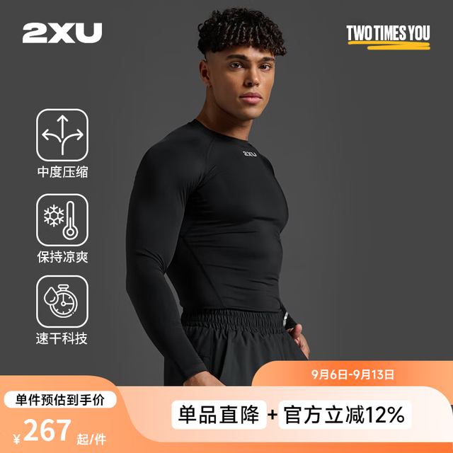 2XU Core系列 男子压缩衣 MA6398a 黑色/银色 XL
