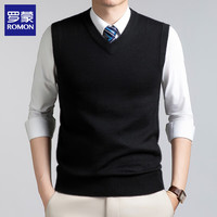 罗蒙 纯色V领毛衣背心   黑色 2XL (180) (建议体重160-180斤)