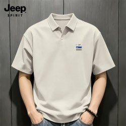 JEEP SPIRIT Jeep吉普高质量轻奢男士短袖t恤polo衫男装夏季冰丝华夫格上衣服