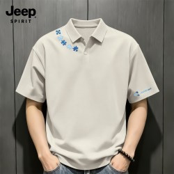 JEEP SPIRIT Jeep吉普正品商务短袖冰丝华夫格男士polo衫夏速干男t恤高级上衣