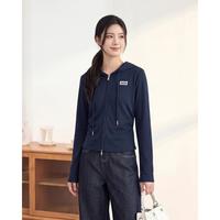 爱依服 2026秋季韩系连帽拉链短外套女休闲百搭通勤卫衣