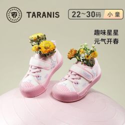 泰兰尼斯 秋季儿童板鞋防滑软底女童饼干鞋网布透气幼儿园室内鞋