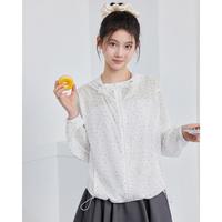 爱依服 商场2026夏季韩系休闲连帽碎花短外套女宽松百搭甜美