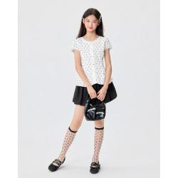 爱依服 商场IEF2026夏季波点短袖T恤花边休闲少女风