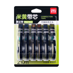 得力 原纸色(米黄)酷黑修正带 5mm*35米/支 1盒5支 共210米