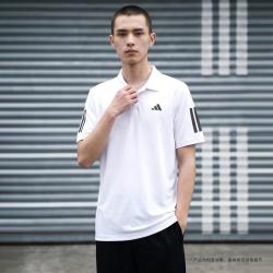 adidas 夏季男子CLUB 3STR POLO针织短T