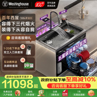 西屋电气 西屋集成水槽洗碗机气爆洗超声波果蔬清洗家用双层嵌入式碗柜14套一体机 JCX-E8L 900mm双槽+净水器