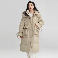 鸭鸭羽绒服 女2026年冬装新品韩版中长款时尚连帽加厚保暖鸭绒外套