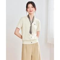 爱依服 商场爱依服2026夏秋韩系复古配丝巾短袖针织衫宽松日常休闲