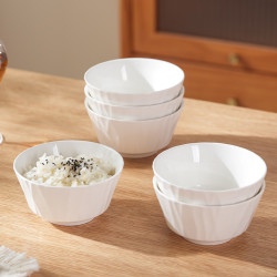 肆月 纯白陶瓷釉下彩饭碗 4.5英寸碗 4个