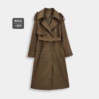 爱依服 商场爱依服2026春秋时尚复古英伦风通勤设计感磨砂皮长外套