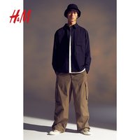 H&M HM男装女装夹克长袖商务休闲翻领通勤薄外套1238527