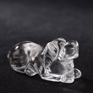 晶三角 天然白水晶 十二生肖小摆件 属狗