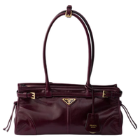PRADA 普拉达 Bonnie中号牛皮革手提单肩斜挎包 勃艮第色