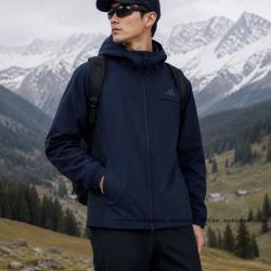 adidas 外套男装上衣2026新款运动服健身户外运动梭织连帽夹克开衫