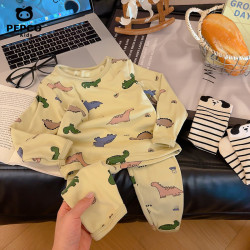小猪班纳 儿童新款德绒家居服两件套男童女童秋衣秋裤睡衣