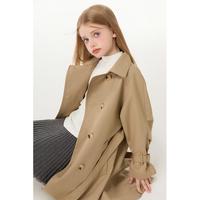 ELLE kids 女童经典英伦风百搭休闲外套 卡其/米杏 码全