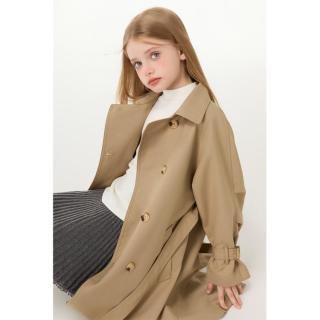 ELLE kids 女童经典英伦风百搭休闲外套 卡其/米杏 码全