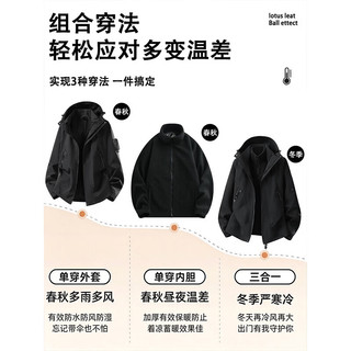 JEEP SPIRIT 三合一冲锋衣 防风防水 桔红 XL 男士夹克
