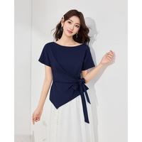 爱依服 商场爱依服2026夏季轻熟简约风短袖T恤女收腰设计感显瘦