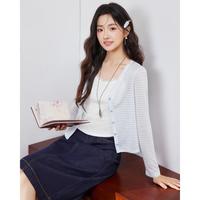 爱依服 条纹长袖上衣套装2026春秋季开衫薄款两件套