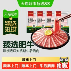 WALMSON 顺丰上门臻选安格斯肥牛片200g*4牛肉卷2人份户外烤肉食材小包装