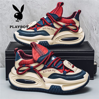 PLAYBOY 男鞋秋季新款厚底增高老爹鞋男士小众青少年休闲跑步运动鞋子男 红蓝 PLG2492464 41