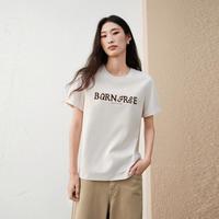 太平鸟 2026年秋季新款刺绣印花字母短袖圆领正肩通勤简约T女