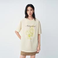 太平鸟 宽松字母水果图案短袖T恤女