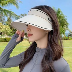万宝绿 UPF50+空顶防晒帽子女 白胶底-浅杏色