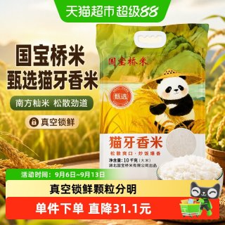 国宝桥米 甄选猫牙香米10kg南方籼米松散劲道适合炒饭真空包装20斤