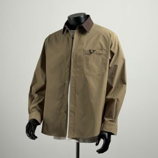 马登 日系撞色翻领工装长袖衬衫秋季宽松百搭衬衣休闲宽松商务通勤外套