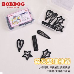 巴布豆 黑色橡皮磨砂BB夹碎发夹简约百搭侧边刘海夹发卡后脑勺头饰