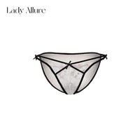 LADYALLURE 「LA」醉梨花情人节系列*性感蝴蝶结网纱内裤交叉蕾丝低腰三角裤