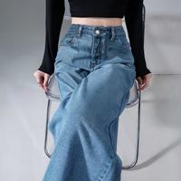 唐狮 女高腰百搭牛仔拖地阔腿裤牛仔长裤女宽松时尚阔腿裤牛仔阔腿长裤