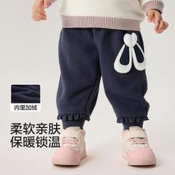 巴拉巴拉 婴幼裤子女童裤子秋冬宝宝裤子儿童裤子加绒运动裤兔耳朵造型可爱
